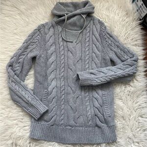 L.L. Bean Gray Cowl Neck Cable Knit Sweater